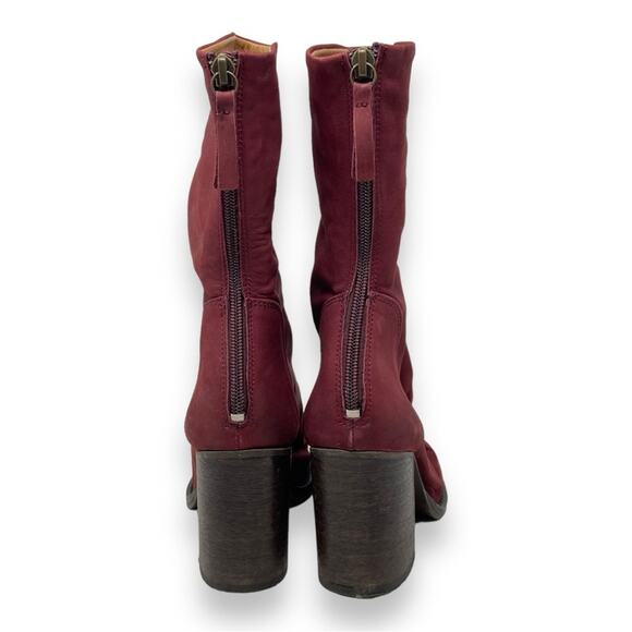 Free People Elle Block Heel Nobuck Slouchy Boots In Bordeaux Women’s Size 36 - Picture 6 of 10